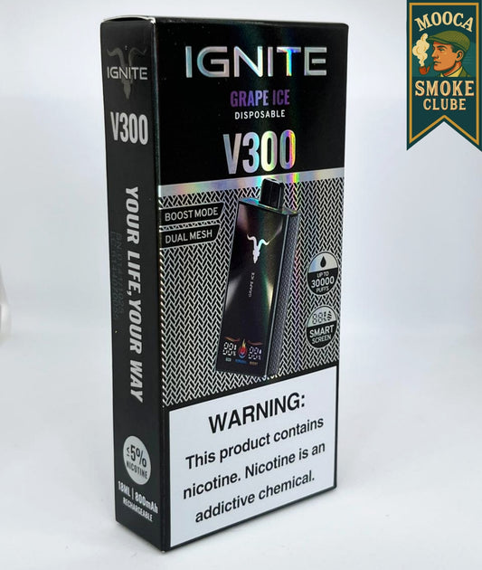 IGNITE V300 – Grape Ice • 30.000 Puffs • Vape Descartável (Dual Mesh + Boost Mode + Smart Screen)