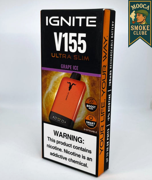 IGNITE V155 – Grape Ice • 15.500 Puffs • Vape Descartável (Ultra Slim + Boost Mode + Smart Screen)