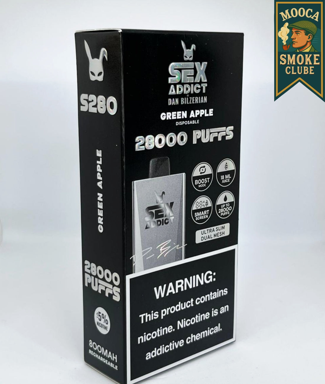 SEX ADDICT S280 – Green Apple • 28.000 Puffs • Vape Descartável (Boost Mode + Dual Mesh + Smart Screen)