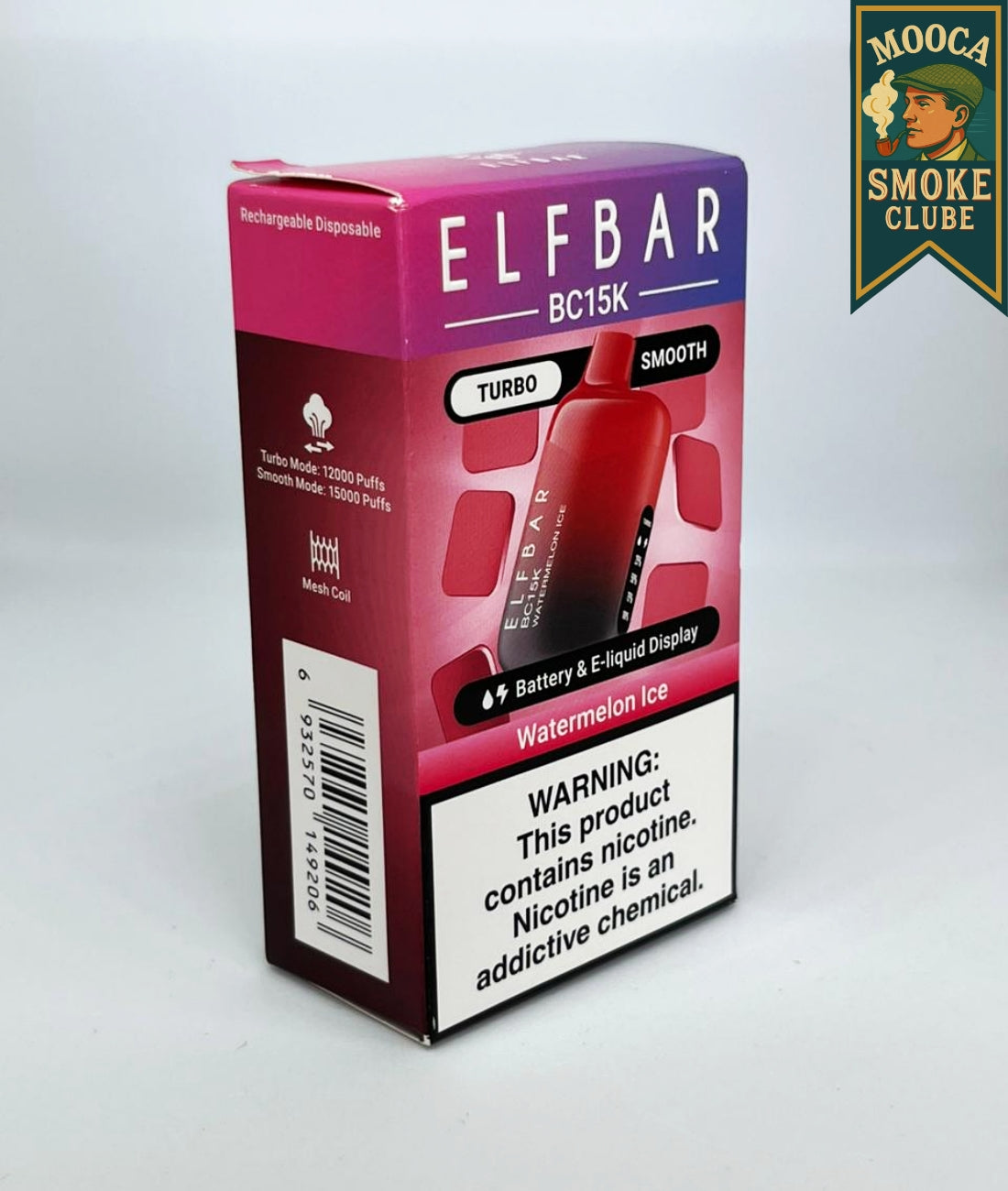 ELFBAR BC15K – Watermelon Ice • 12.000–15.000 Puffs • Vape Descartável (Turbo + Smooth Mode + Mesh Coil + Display)
