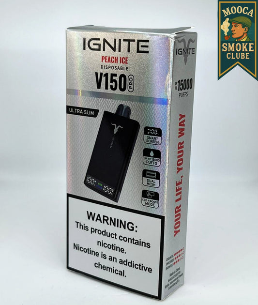 IGNITE V150 PRO – Peach Ice • 15.000 Puffs • Vape Descartável (Ultra Slim + Dual Mesh + Smart Screen)