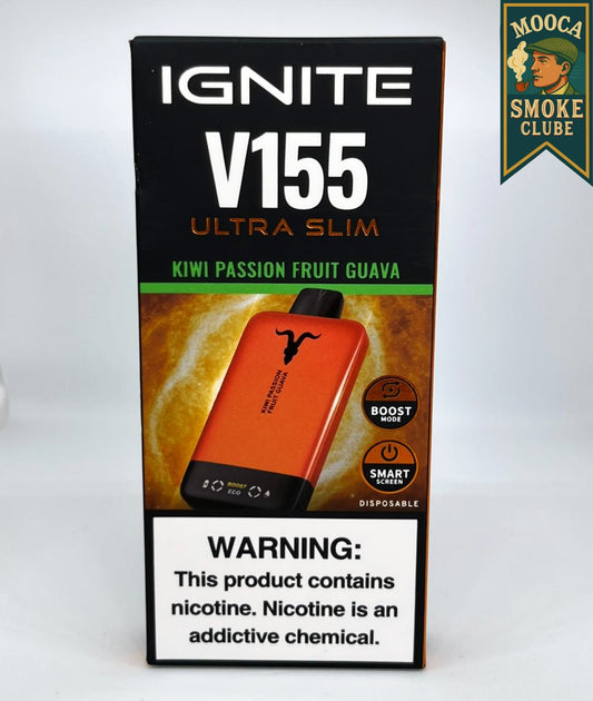 IGNITE V155 – Kiwi Passion Fruit Guava • 15.500 Puffs • Vape Descartável (Ultra Slim + Boost Mode + Smart Screen)
