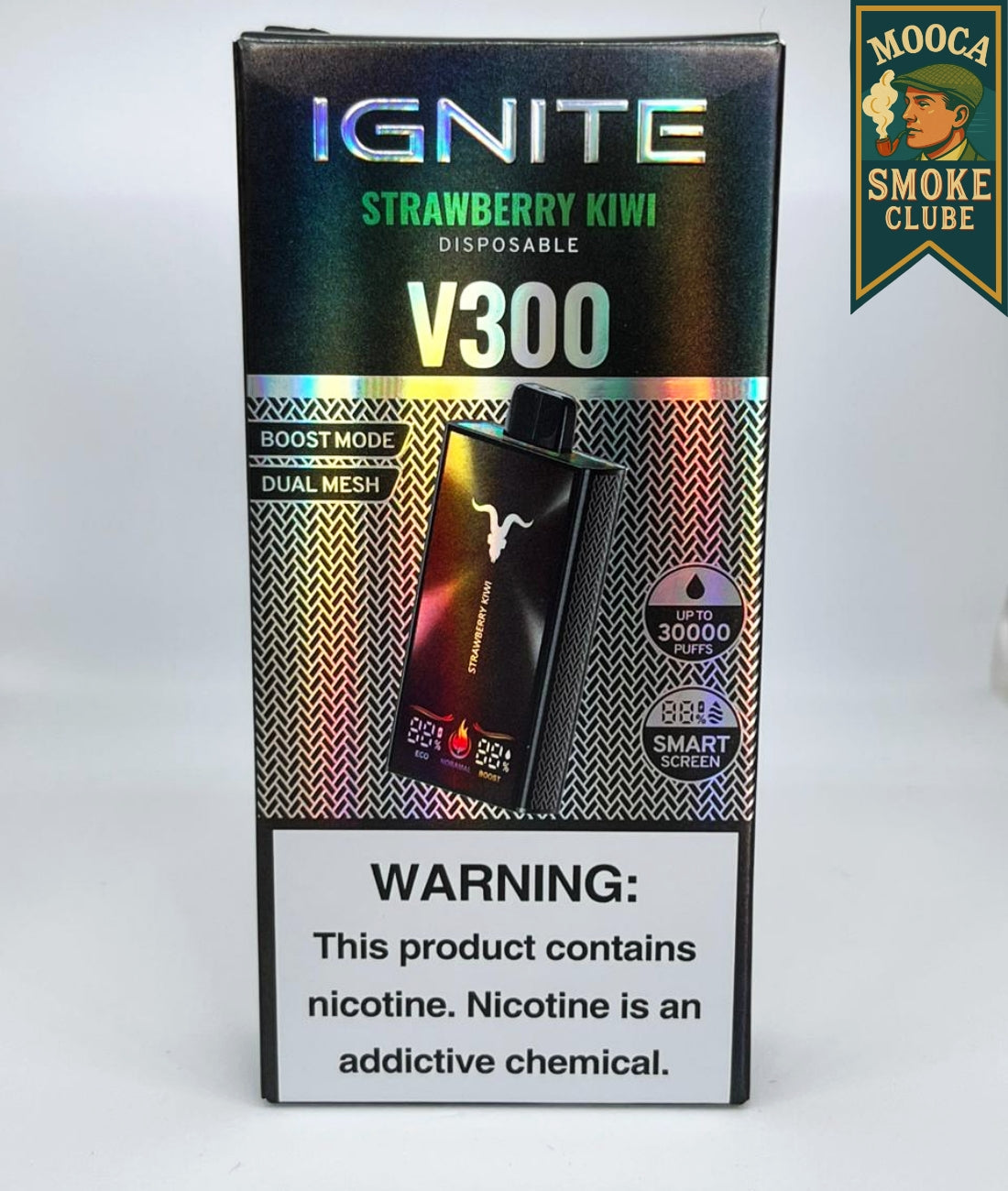 IGNITE V300 – Strawberry Kiwi • 30.000 Puffs • Vape Descartável (Dual Mesh + Boost Mode + Smart Screen)