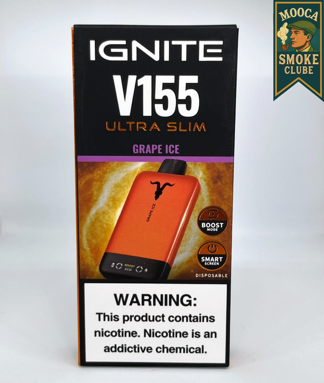 IGNITE V155 – Grape Ice • 15.500 Puffs • Vape Descartável (Ultra Slim + Boost Mode + Smart Screen)