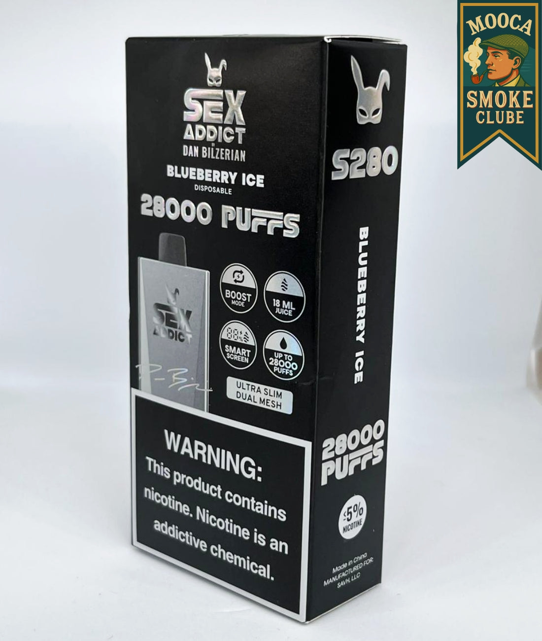 SEX ADDICT S280 – Blueberry Ice • 28.000 Puffs • Vape Descartável (Boost Mode + Dual Mesh + Smart Screen)