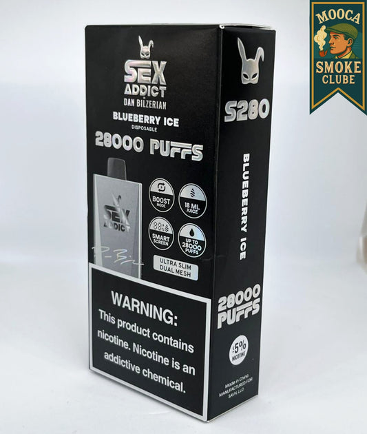 SEX ADDICT S280 – Blueberry Ice • 28.000 Puffs • Vape Descartável (Boost Mode + Dual Mesh + Smart Screen)