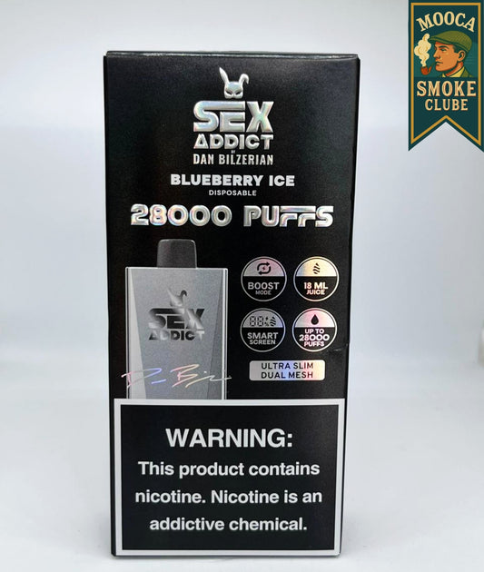 SEX ADDICT S280 – Blueberry Ice • 28.000 Puffs • Vape Descartável (Boost Mode + Dual Mesh + Smart Screen)