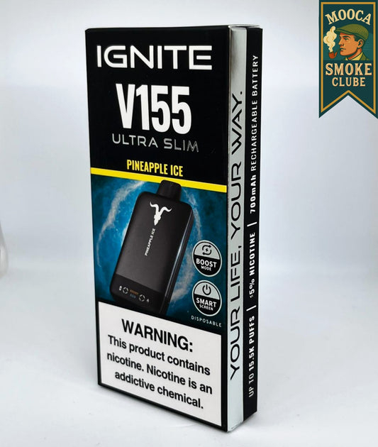 IGNITE V155 – Pineapple Ice • 15.500 Puffs • Vape Descartável (Ultra Slim + Boost Mode + Smart Screen)