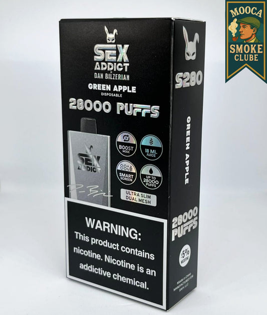 SEX ADDICT S280 – Green Apple • 28.000 Puffs • Vape Descartável (Boost Mode + Dual Mesh + Smart Screen)