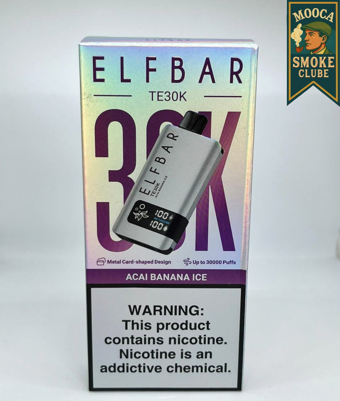 ELFBAR TE30K – Açaí Banana Ice • 30.000 Puffs • Vape Descartável (Turbo + Normal Mode + Display + Metal Card Design)