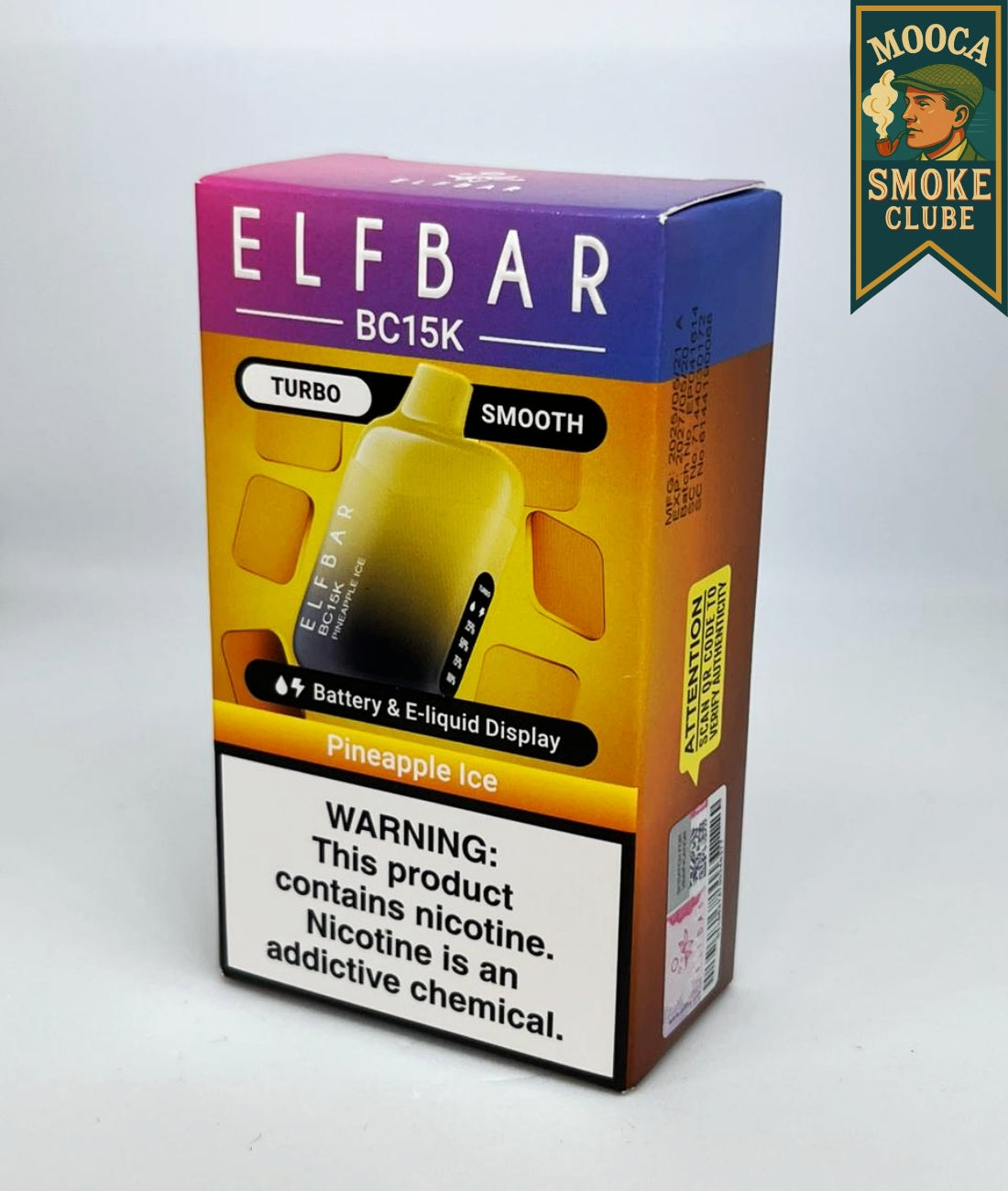 ELFBAR BC15K – Pineapple Ice • 12.000–15.000 Puffs • Vape Descartável (Turbo + Smooth Mode + Mesh Coil + Display)